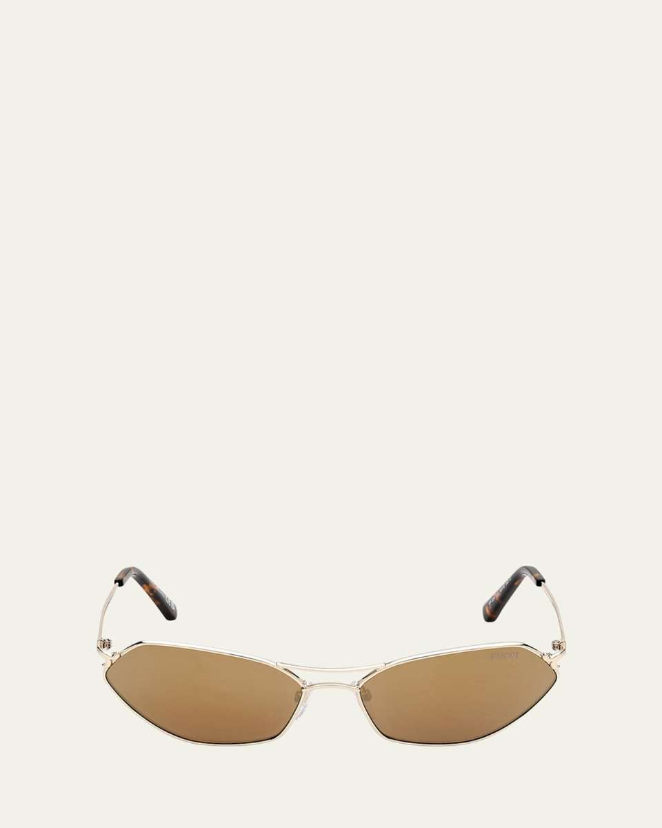 Geometric Metal & Acetate Rectangle Sunglasses